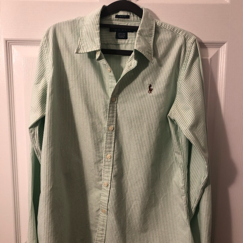 Ralph Lauren Oxford Slim Fit Shirt Green/White